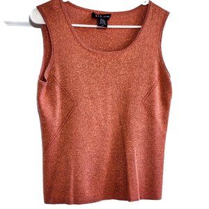 EUC DFA New York Women's Sleeveless Shimmer Silk Blend Tank Top Copper Medium